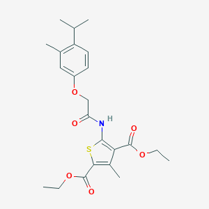 molecular formula C23H29NO6S B374494 Diethyl 5-{[(4-isopropyl-3-methylphenoxy)acetyl]amino}-3-methylthiophene-2,4-dicarboxylate 