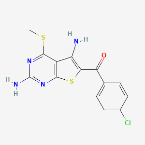 molecular formula C14H11ClN4OS2 B3744943 (4-chlorophenyl)[2,5-diamino-4-(methylthio)thieno[2,3-d]pyrimidin-6-yl]methanone 