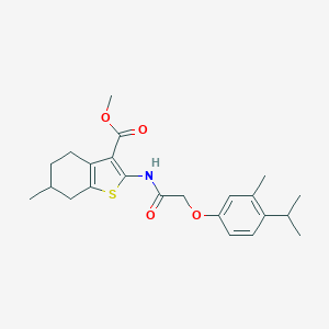 molecular formula C23H29NO4S B374495 Methyl 2-{[(4-isopropyl-3-methylphenoxy)acetyl]amino}-6-methyl-4,5,6,7-tetrahydro-1-benzothiophene-3-carboxylate 