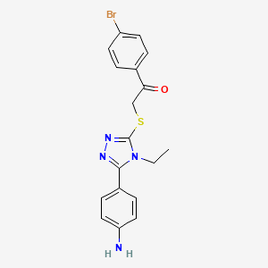 molecular formula C18H17BrN4OS B3745009 2-{[5-(4-aminophenyl)-4-ethyl-4H-1,2,4-triazol-3-yl]thio}-1-(4-bromophenyl)ethanone 