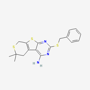 molecular formula C18H19N3S3 B3745034 2-(benzylthio)-6,6-dimethyl-5,8-dihydro-6H-thiopyrano[4',3':4,5]thieno[2,3-d]pyrimidin-4-amine 