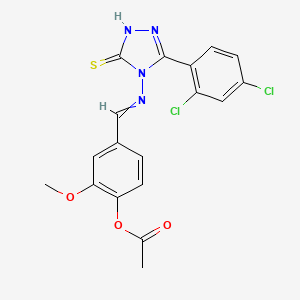 molecular formula C18H14Cl2N4O3S B3745061 4-({[3-(2,4-dichlorophenyl)-5-mercapto-4H-1,2,4-triazol-4-yl]imino}methyl)-2-methoxyphenyl acetate 