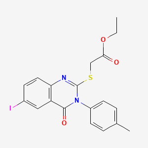 molecular formula C19H17IN2O3S B3745073 ethyl {[6-iodo-3-(4-methylphenyl)-4-oxo-3,4-dihydro-2-quinazolinyl]thio}acetate 