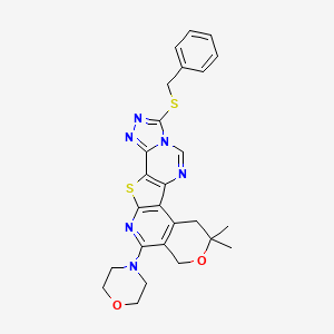 3-(benzylthio)-8,8-dimethyl-11-(4-morpholinyl)-7,10-dihydro-8H-pyrano[4'',3'':4',5']pyrido[3',2':4,5]thieno[2,3-e][1,2,4]triazolo[4,3-c]pyrimidine