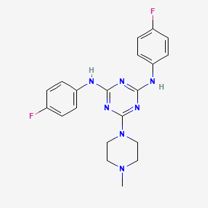 molecular formula C20H21F2N7 B3745138 N,N'-bis(4-fluorophenyl)-6-(4-methyl-1-piperazinyl)-1,3,5-triazine-2,4-diamine 