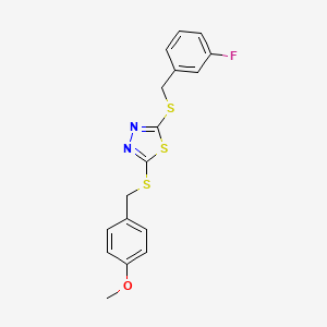 molecular formula C17H15FN2OS3 B3745142 2-[(3-fluorobenzyl)thio]-5-[(4-methoxybenzyl)thio]-1,3,4-thiadiazole 