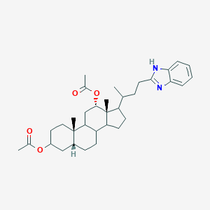 molecular formula C34H48N2O4 B374517 12-(acetyloxy)-17-[3-(1H-benzimidazol-2-yl)-1-methylpropyl]-10,13-dimethylhexadecahydro-1H-cyclopenta[a]phenanthren-3-yl acetate 
