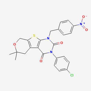 3-(4-chlorophenyl)-6,6-dimethyl-1-(4-nitrobenzyl)-1,5,6,8-tetrahydro-2H-pyrano[4',3':4,5]thieno[2,3-d]pyrimidine-2,4(3H)-dione