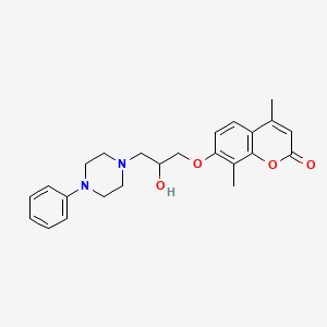 molecular formula C24H28N2O4 B3745463 7-[2-hydroxy-3-(4-phenyl-1-piperazinyl)propoxy]-4,8-dimethyl-2H-chromen-2-one 