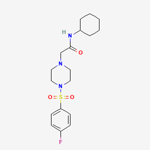 molecular formula C18H26FN3O3S B3745479 N-cyclohexyl-2-{4-[(4-fluorophenyl)sulfonyl]-1-piperazinyl}acetamide 