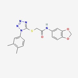 molecular formula C18H17N5O3S B3745507 N-1,3-benzodioxol-5-yl-2-{[1-(3,4-dimethylphenyl)-1H-tetrazol-5-yl]thio}acetamide 