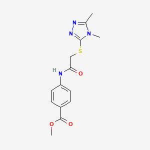 molecular formula C14H16N4O3S B3745513 methyl 4-({[(4,5-dimethyl-4H-1,2,4-triazol-3-yl)thio]acetyl}amino)benzoate 
