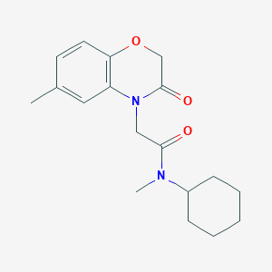 molecular formula C18H24N2O3 B3745563 N-cyclohexyl-N-methyl-2-(6-methyl-3-oxo-2,3-dihydro-4H-1,4-benzoxazin-4-yl)acetamide 