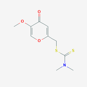molecular formula C10H13NO3S2 B3745615 (5-methoxy-4-oxo-4H-pyran-2-yl)methyl dimethyldithiocarbamate 