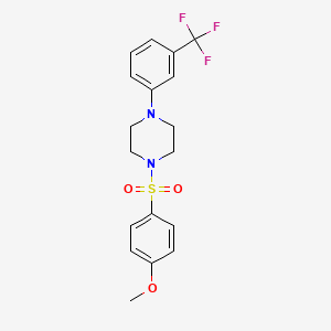 molecular formula C18H19F3N2O3S B3745649 1-[(4-methoxyphenyl)sulfonyl]-4-[3-(trifluoromethyl)phenyl]piperazine 
