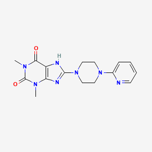 molecular formula C16H19N7O2 B3745663 1,3-dimethyl-8-[4-(2-pyridinyl)-1-piperazinyl]-3,7-dihydro-1H-purine-2,6-dione 