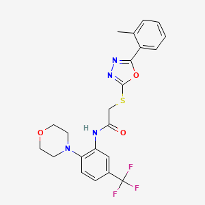 molecular formula C22H21F3N4O3S B3745740 2-{[5-(2-methylphenyl)-1,3,4-oxadiazol-2-yl]thio}-N-[2-(4-morpholinyl)-5-(trifluoromethyl)phenyl]acetamide 