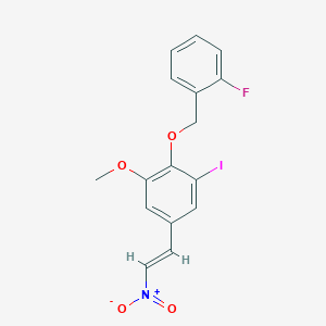 molecular formula C16H13FINO4 B3745770 2-[(2-fluorobenzyl)oxy]-1-iodo-3-methoxy-5-(2-nitrovinyl)benzene 