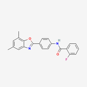 molecular formula C22H17FN2O2 B3745854 N-[4-(5,7-dimethyl-1,3-benzoxazol-2-yl)phenyl]-2-fluorobenzamide CAS No. 5403-28-1