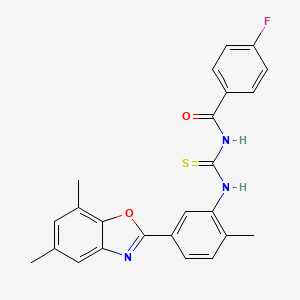 N-({[5-(5,7-dimethyl-1,3-benzoxazol-2-yl)-2-methylphenyl]amino}carbonothioyl)-4-fluorobenzamide