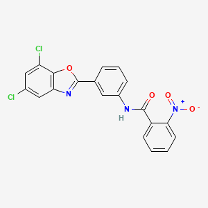 N-[3-(5,7-dichloro-1,3-benzoxazol-2-yl)phenyl]-2-nitrobenzamide