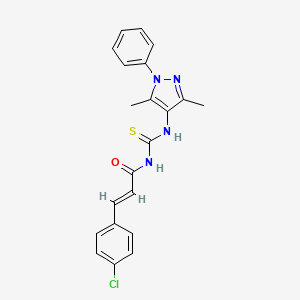 molecular formula C21H19ClN4OS B3745920 3-(4-chlorophenyl)-N-{[(3,5-dimethyl-1-phenyl-1H-pyrazol-4-yl)amino]carbonothioyl}acrylamide 