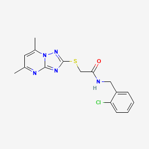 molecular formula C16H16ClN5OS B3746017 N-(2-chlorobenzyl)-2-[(5,7-dimethyl[1,2,4]triazolo[1,5-a]pyrimidin-2-yl)thio]acetamide 