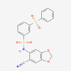 molecular formula C20H14N2O6S2 B3746069 N-(6-cyano-1,3-benzodioxol-5-yl)-3-(phenylsulfonyl)benzenesulfonamide 