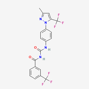 molecular formula C20H14F6N4O2 B3746114 N-[({4-[3-methyl-5-(trifluoromethyl)-1H-pyrazol-1-yl]phenyl}amino)carbonyl]-3-(trifluoromethyl)benzamide 