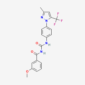 molecular formula C20H17F3N4O3 B3746205 3-methoxy-N-[({4-[3-methyl-5-(trifluoromethyl)-1H-pyrazol-1-yl]phenyl}amino)carbonyl]benzamide 