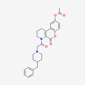molecular formula C28H30N2O5 B3746312 4-[(4-benzylpiperidin-1-yl)acetyl]-5-oxo-1,3,4,5-tetrahydro-2H-chromeno[3,4-b]pyridin-9-yl acetate 