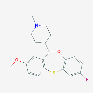 molecular formula C20H22FNO2S B374637 4-(2-fluoro-8-methoxy-6H-benzo[b][4,1]benzoxathiepin-6-yl)-1-methylpiperidine 