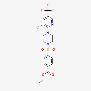 molecular formula C19H19ClF3N3O4S B3746372 ethyl 4-({4-[3-chloro-5-(trifluoromethyl)pyridin-2-yl]piperazin-1-yl}sulfonyl)benzoate 