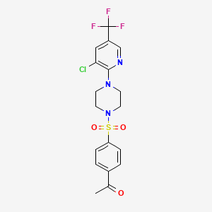 molecular formula C18H17ClF3N3O3S B3746376 1-[4-({4-[3-chloro-5-(trifluoromethyl)pyridin-2-yl]piperazin-1-yl}sulfonyl)phenyl]ethanone 
