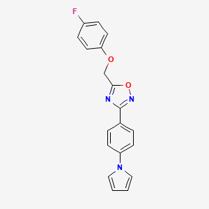 molecular formula C19H14FN3O2 B3746408 5-[(4-fluorophenoxy)methyl]-3-[4-(1H-pyrrol-1-yl)phenyl]-1,2,4-oxadiazole 