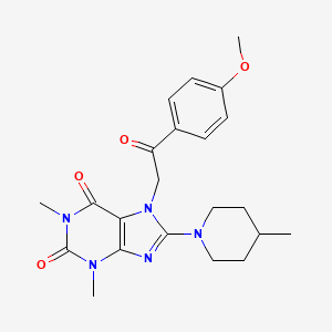 molecular formula C22H27N5O4 B3746431 7-[2-(4-methoxyphenyl)-2-oxoethyl]-1,3-dimethyl-8-(4-methylpiperidin-1-yl)-3,7-dihydro-1H-purine-2,6-dione 
