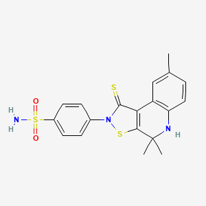 molecular formula C19H19N3O2S3 B3746435 4-(4,4,8-trimethyl-1-thioxo-4,5-dihydroisothiazolo[5,4-c]quinolin-2(1H)-yl)benzenesulfonamide 