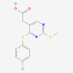 molecular formula C13H11ClN2O2S2 B374649 [4-[(4-Chlorophenyl)sulfanyl]-2-(methylsulfanyl)-5-pyrimidinyl]acetic acid 