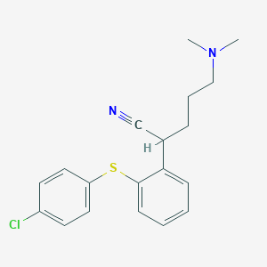 molecular formula C19H21ClN2S B374654 2-{2-[(4-Chlorophenyl)sulfanyl]phenyl}-5-(dimethylamino)pentanenitrile 