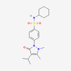 molecular formula C20H29N3O3S B3746552 N-cyclohexyl-4-(4-isopropyl-2,3-dimethyl-5-oxo-2,5-dihydro-1H-pyrazol-1-yl)benzenesulfonamide 