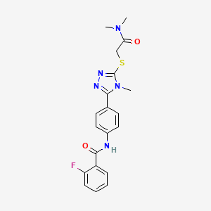 molecular formula C20H20FN5O2S B3746583 N-[4-(5-{[2-(dimethylamino)-2-oxoethyl]thio}-4-methyl-4H-1,2,4-triazol-3-yl)phenyl]-2-fluorobenzamide 