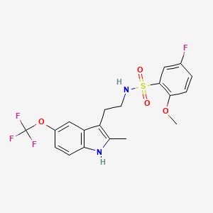 molecular formula C19H18F4N2O4S B3746618 5-fluoro-2-methoxy-N-{2-[2-methyl-5-(trifluoromethoxy)-1H-indol-3-yl]ethyl}benzenesulfonamide 