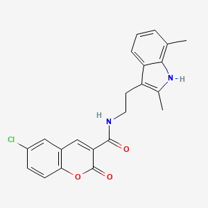 molecular formula C22H19ClN2O3 B3746645 6-chloro-N-[2-(2,7-dimethyl-1H-indol-3-yl)ethyl]-2-oxo-2H-chromene-3-carboxamide 