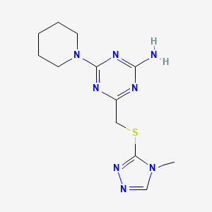 molecular formula C12H18N8S B3746661 4-{[(4-methyl-4H-1,2,4-triazol-3-yl)thio]methyl}-6-piperidin-1-yl-1,3,5-triazin-2-amine 