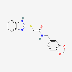molecular formula C17H15N3O3S B3746719 2-(1H-benzimidazol-2-ylthio)-N-(1,3-benzodioxol-5-ylmethyl)acetamide 