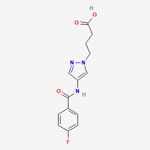 molecular formula C14H14FN3O3 B3746771 4-{4-[(4-fluorobenzoyl)amino]-1H-pyrazol-1-yl}butanoic acid 