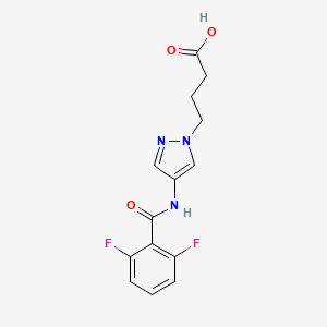 molecular formula C14H13F2N3O3 B3746778 4-{4-[(2,6-difluorobenzoyl)amino]-1H-pyrazol-1-yl}butanoic acid 