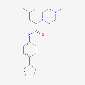 molecular formula C22H35N3O B374678 N-(4-cyclopentylphenyl)-4-methyl-2-(4-methyl-1-piperazinyl)pentanamide 