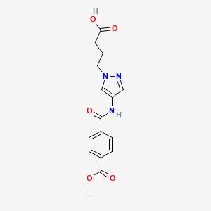 molecular formula C16H17N3O5 B3746792 4-(4-{[4-(methoxycarbonyl)benzoyl]amino}-1H-pyrazol-1-yl)butanoic acid 