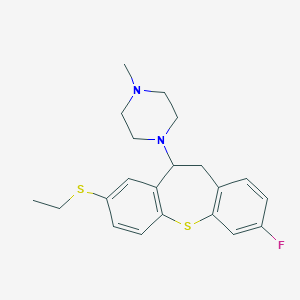 molecular formula C21H25FN2S2 B374681 1-[8-(Ethylsulfanyl)-3-fluoro-10,11-dihydrodibenzo[b,f]thiepin-10-yl]-4-methylpiperazine 